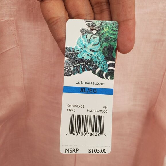 Cubavera 100% Linen Short Sleeve Button-Down Guayabera Shirt Men Size XL NWT - Picture 7 of 14